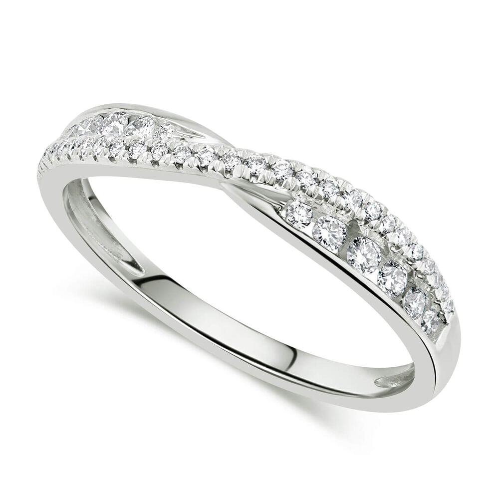 9ct White Gold 0.25ct Diamond Crossover Wedding Ring