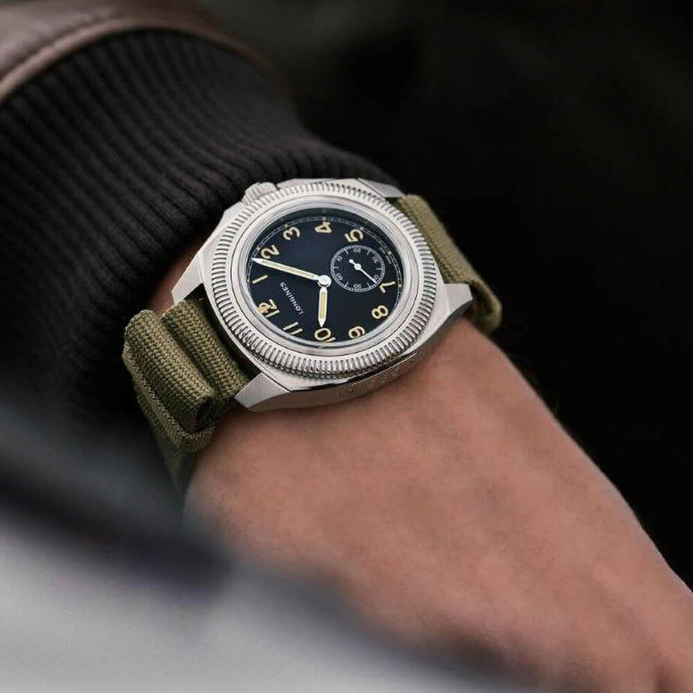 Longines Pilot Majetek 43mm Black Dial Steel Case Fabric Strap Watch image number 1