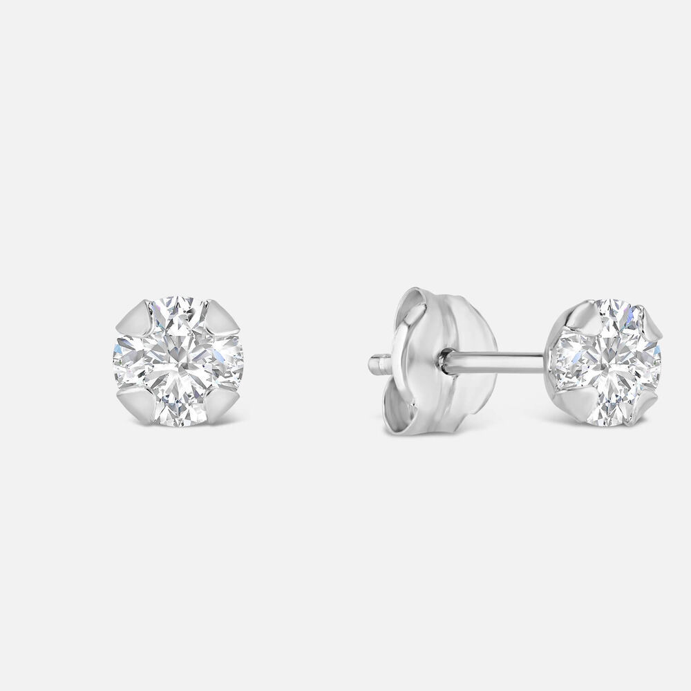 9ct White Gold 4mm 4 Claw Cubic Zirconia Stud Earrings