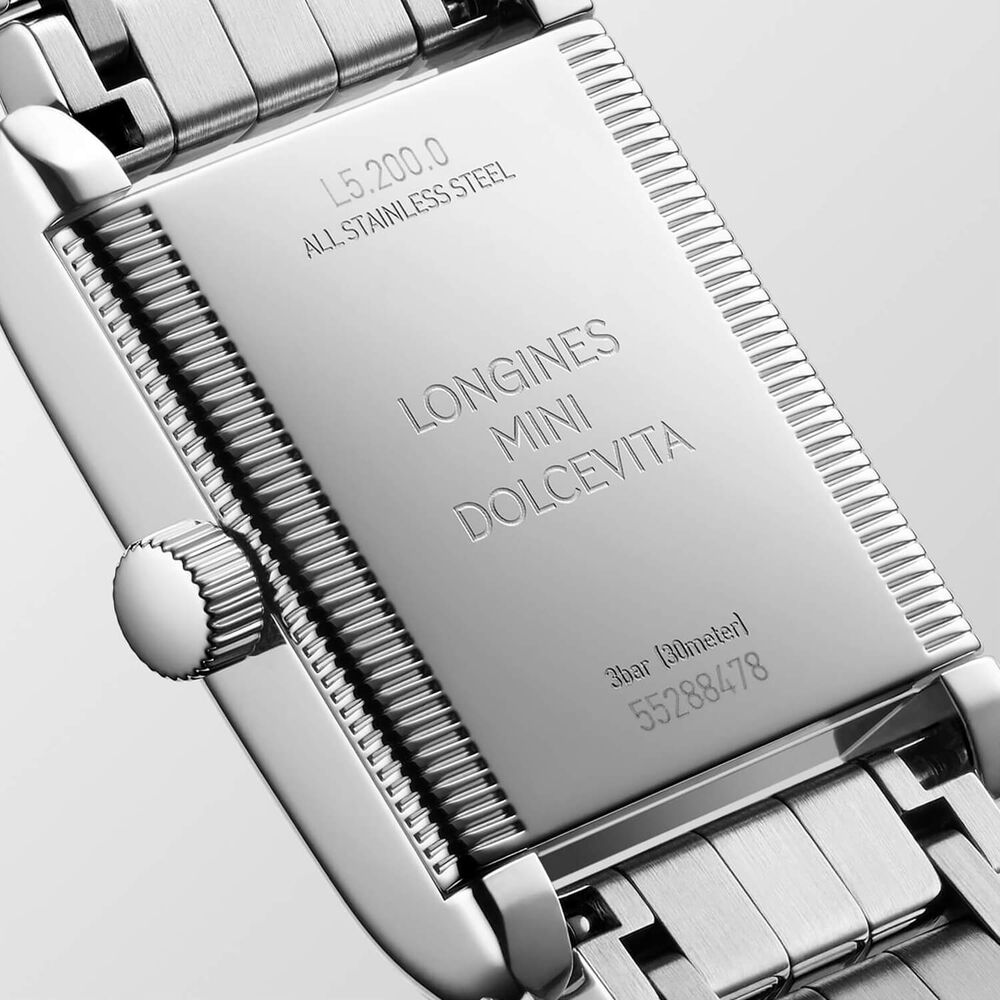 Longines MiniDolcevita 2023 29 X 21.50mm Silver "flinqu&eacute;" Blue Hands Dial Diamond Case Watch