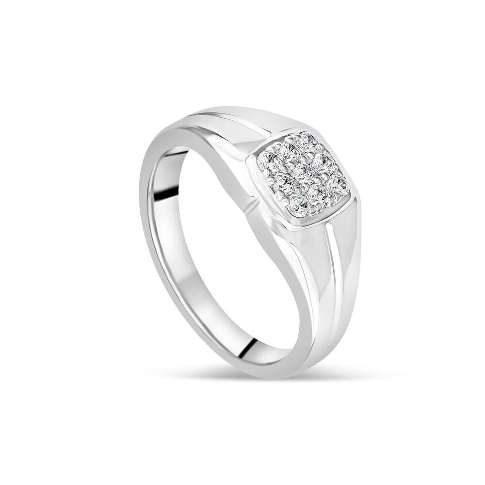 Sterling Silver Cubic Zirconia Set Signet Ring
