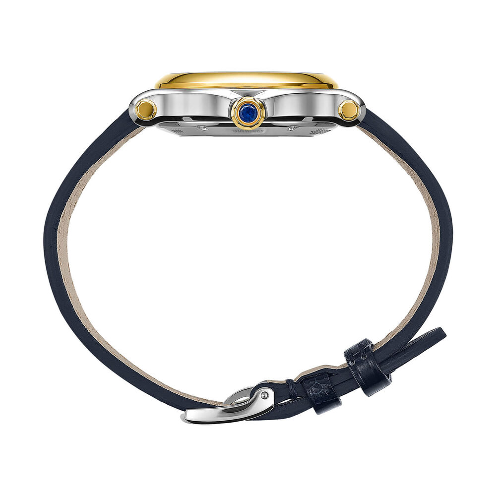 Chopard Happy Sport 33mm Silver Dial 0.25ct Diamonds 18ct Gold Case Blue Leather Strap Watch image number 2