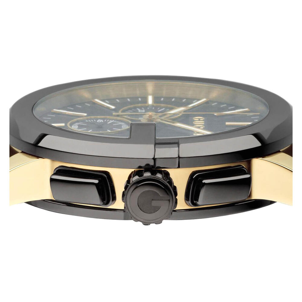 Gucci G-Chrono 44mm Yellow Gold PVD & Steel Case Leather Strap Watch image number 5