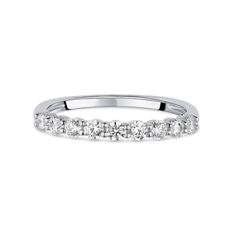 9ct White Gold Nine Stone Cubic Zirconia Eternity Ring image number 4