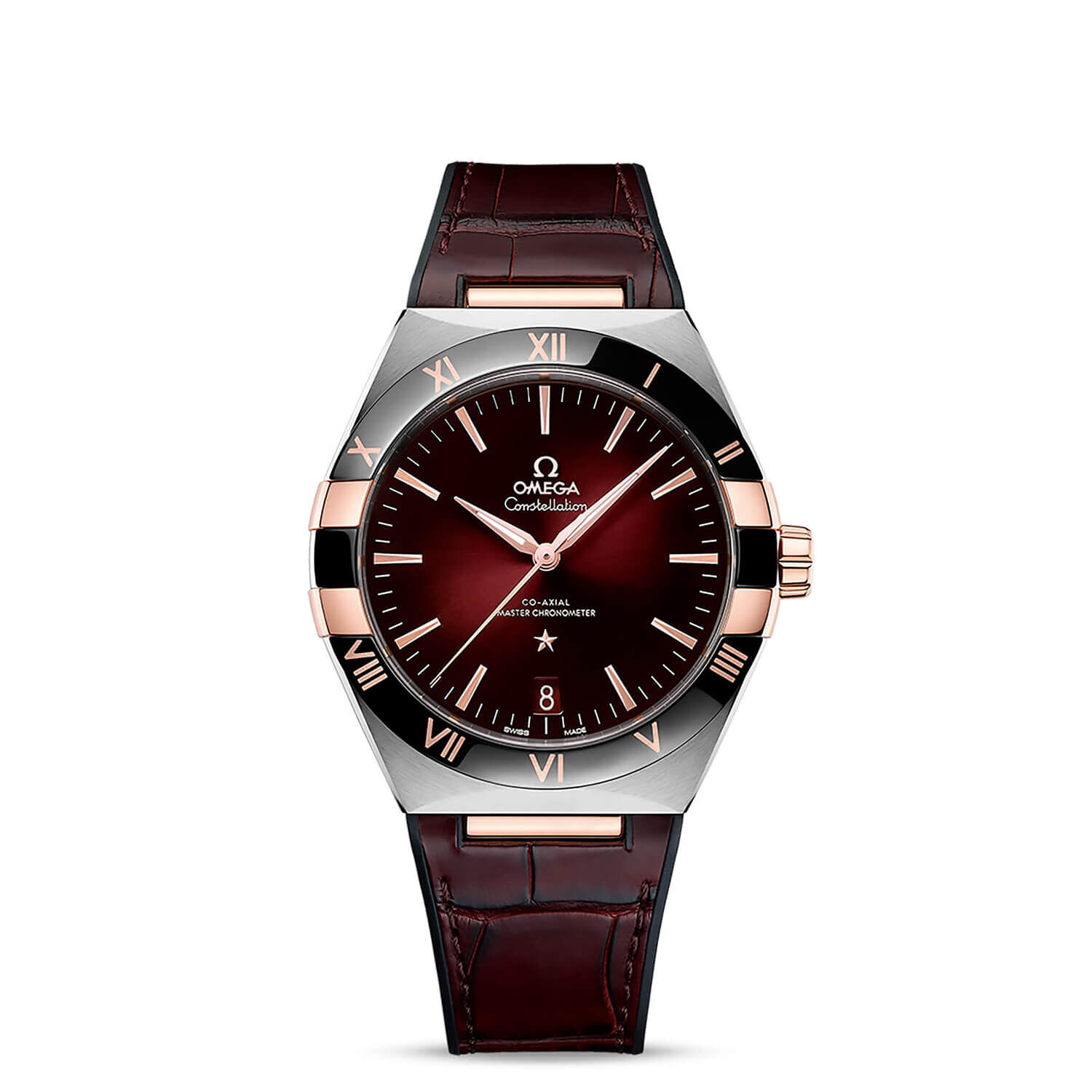 OMEGA Constellation 41mm Burgundy Dial Strap Watch