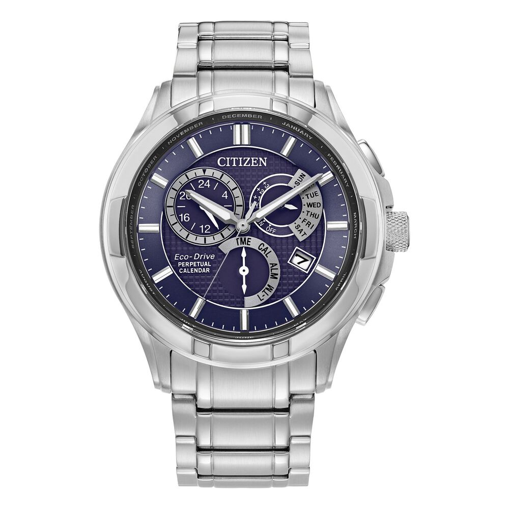 Citizen Classic 8700 Blue Dial Perpetual Calendar Steel Case Bracelet Watch image number 0