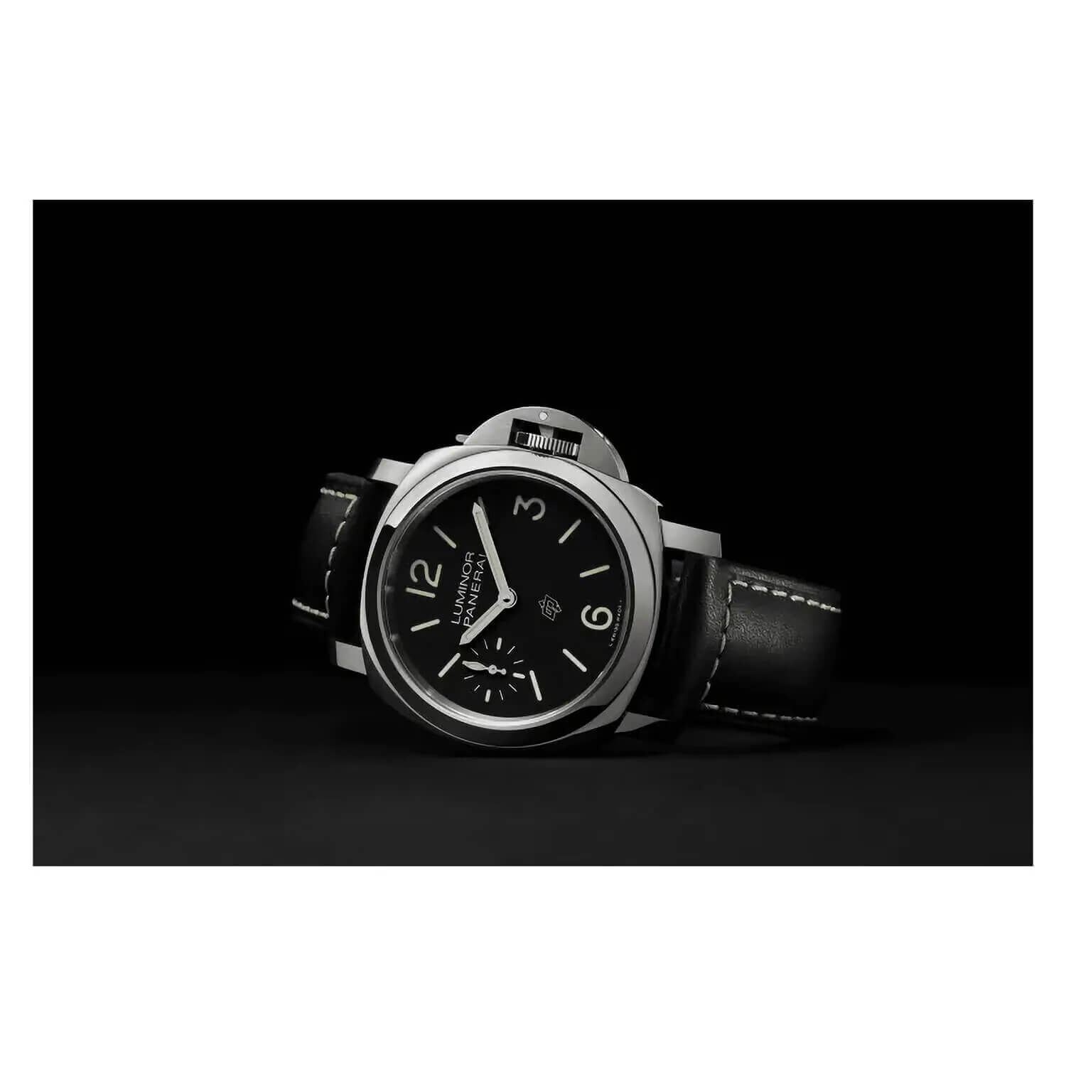 Panerai Luminor 44mm Logo Black Dial Strap Watch