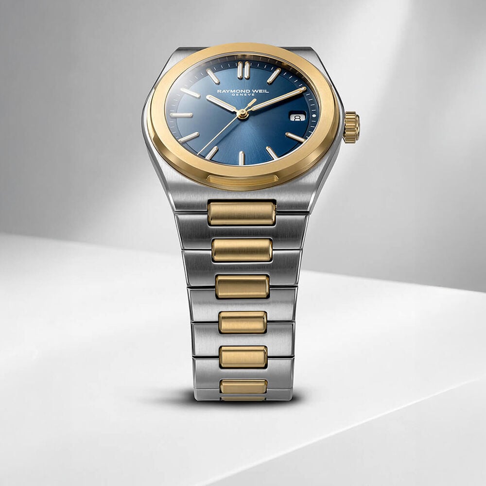 Raymond Weil A.R.T. 38mm Blue Dial Yellow Gold PVD Steel Bracelet Watch
