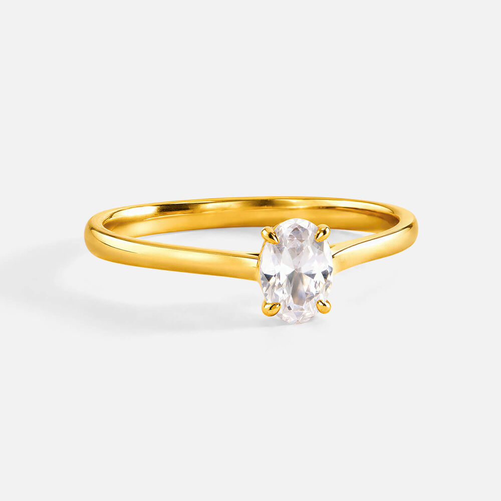 Classic 18ct Yellow Gold 0.50ct Oval Diamond Solitaire Ring