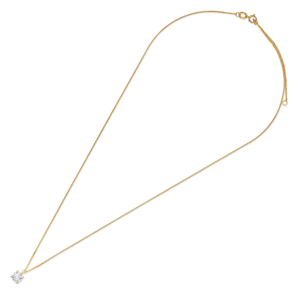 9ct Gold 5mm Four Claw Cubic Zirconia Set Pendant (Chain Included)