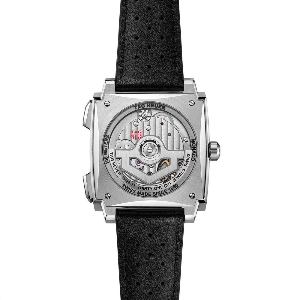 TAG Heuer Monaco Chronograph 39mm Blue Dial Black Leather Strap Watch