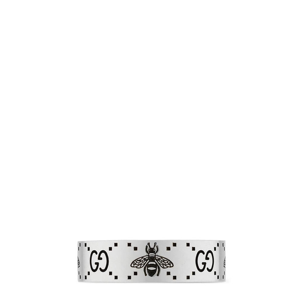 Gucci Signature Silver Bee Motif 6mm Ring (UK Size S)