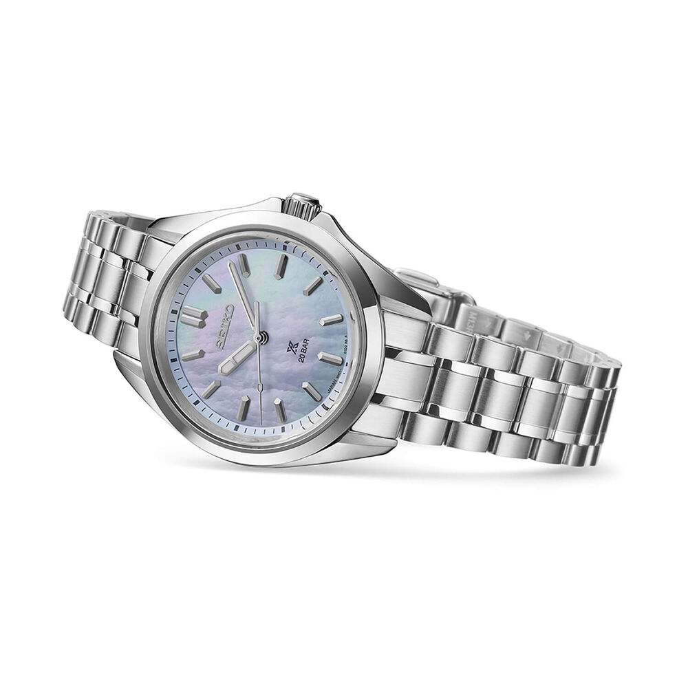 Seiko Prospex Ladies Marine Sports Aqua Blue 34mm Dial Steel Bracelet Watch image number 2