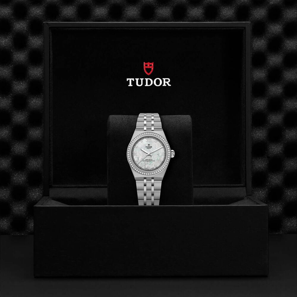 TUDOR Royal 30mm Mother of Pearl Dial Diamond Bezel Steel Bracelet Watch