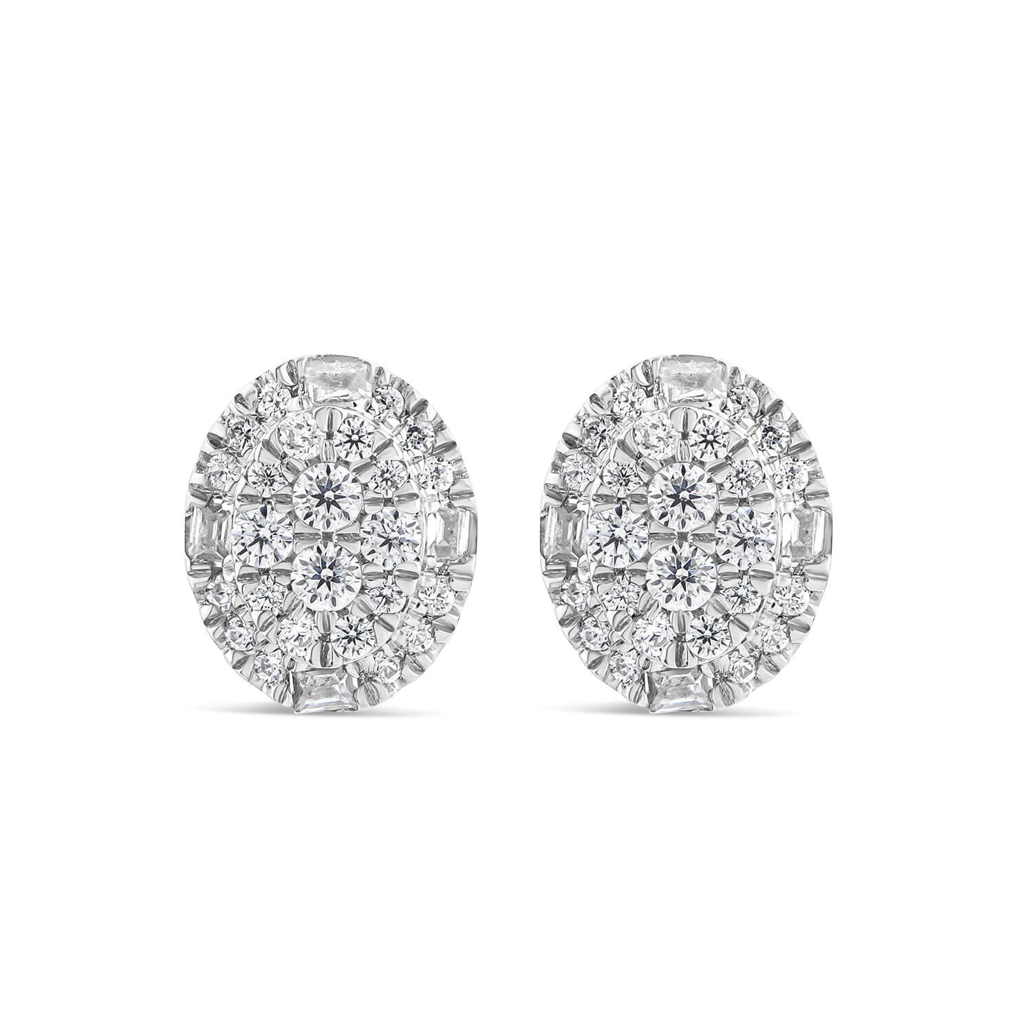 Platinum 0.33ct Oval Diamond Cluster Halo Stud Earrings