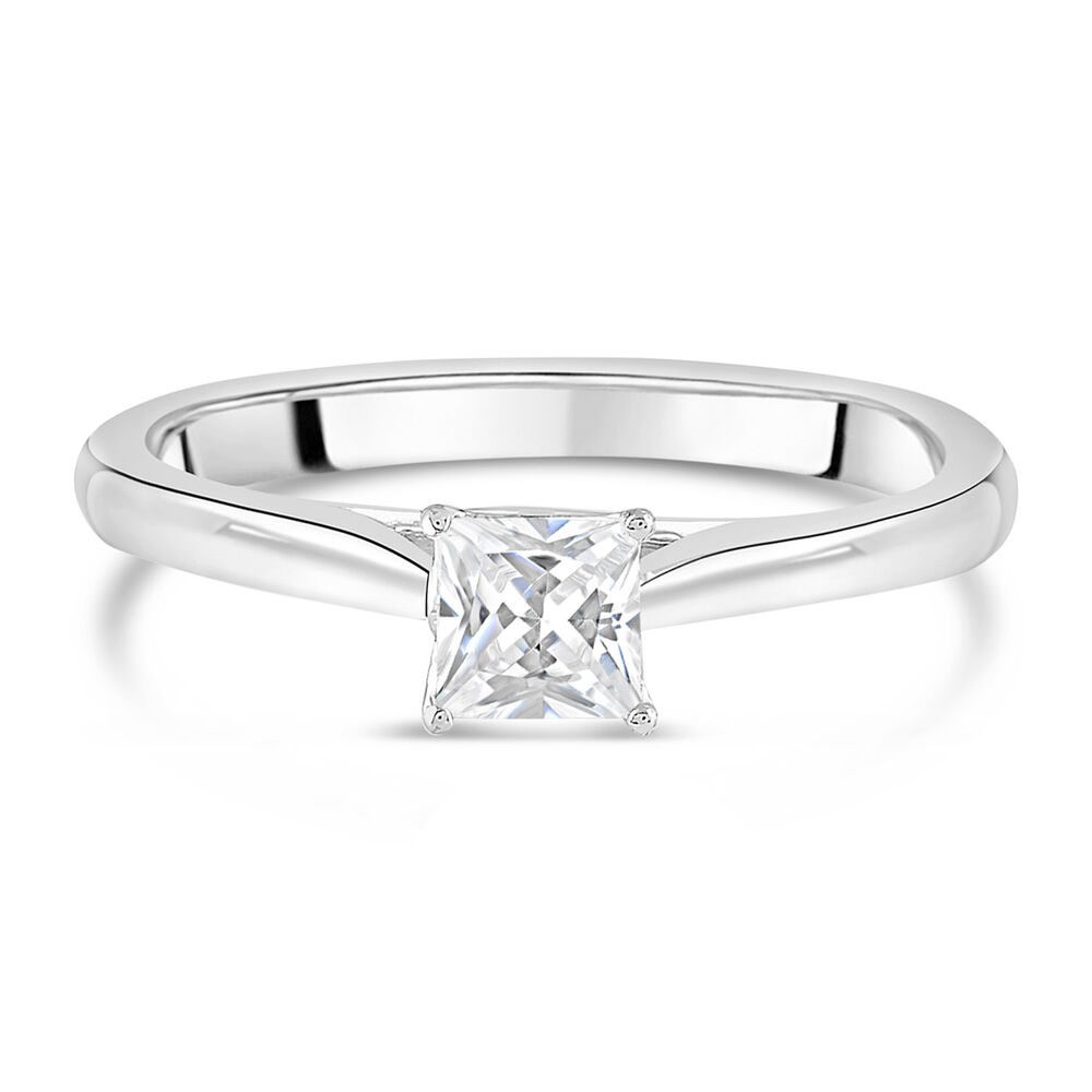Floral Platinum 0.50ct Princess Diamond Ring
