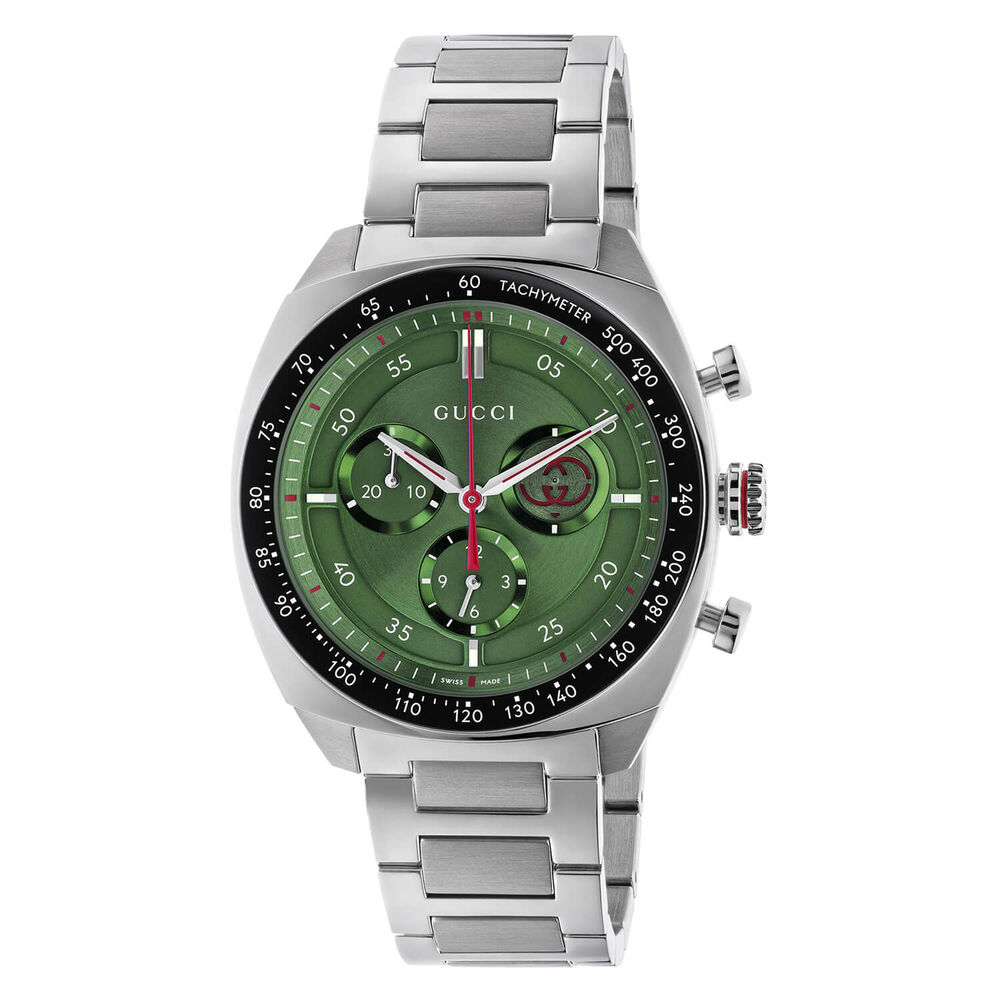 Gucci Interlocking Chronograph 41mm Green Dial Steel Bracelet Watch image number 0