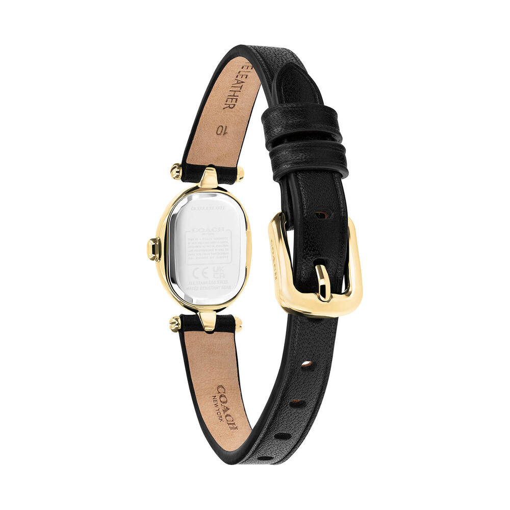 Coach Sammy 18x22.5mm Black Dial Gold Tone Case Leather Strap Watch