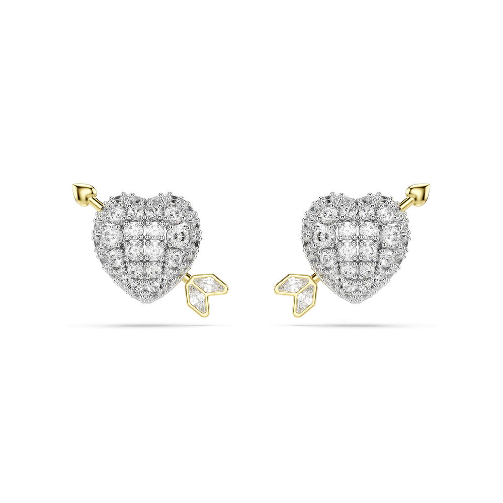 Swarovski Idyllia Cubic Zirconia Rhodium Plated Heart Stud Earrings