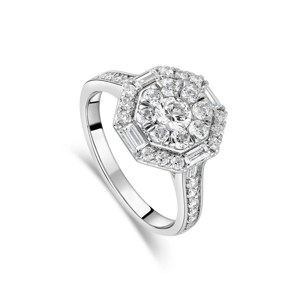 Platinum Hexagonal Cluster Set 1.0 Carat Baguette Diamond Ring