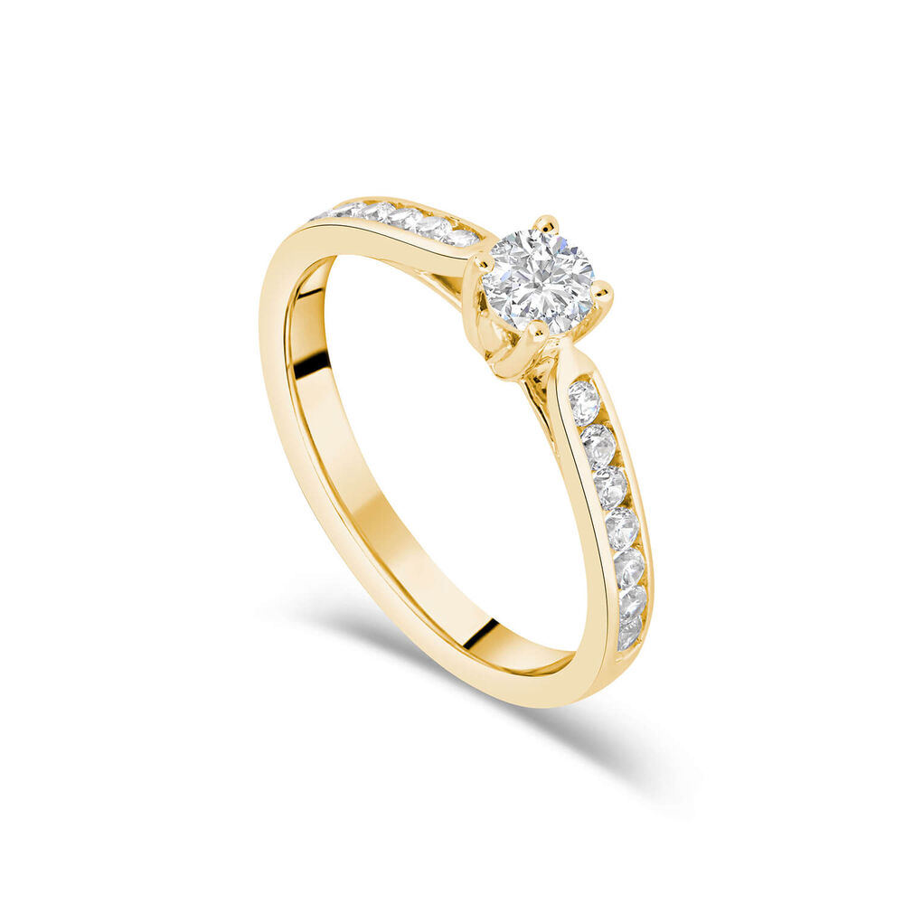 18ct Yellow Gold 0.50ct Diamond Tulip Setting Shoulders Ring