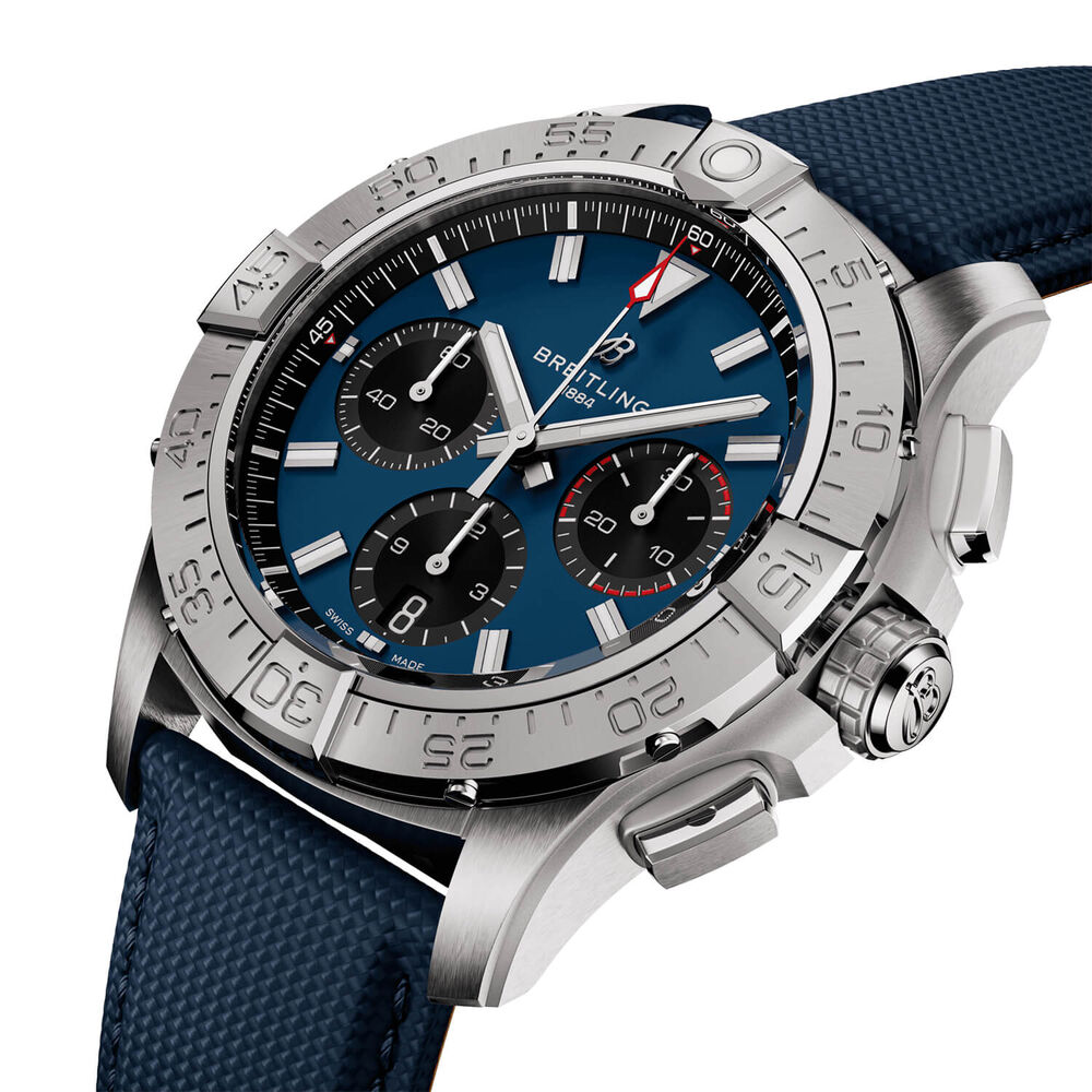 Breitling Avenger B01 Chronograph 42mm Blue Dial Leather Strap Watch