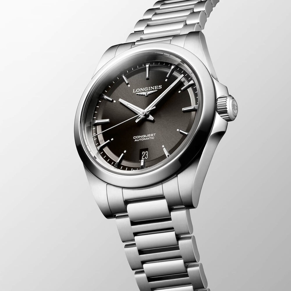 Longines Conquest 38mm Black Dial Steel Bracelet Watch image number 1