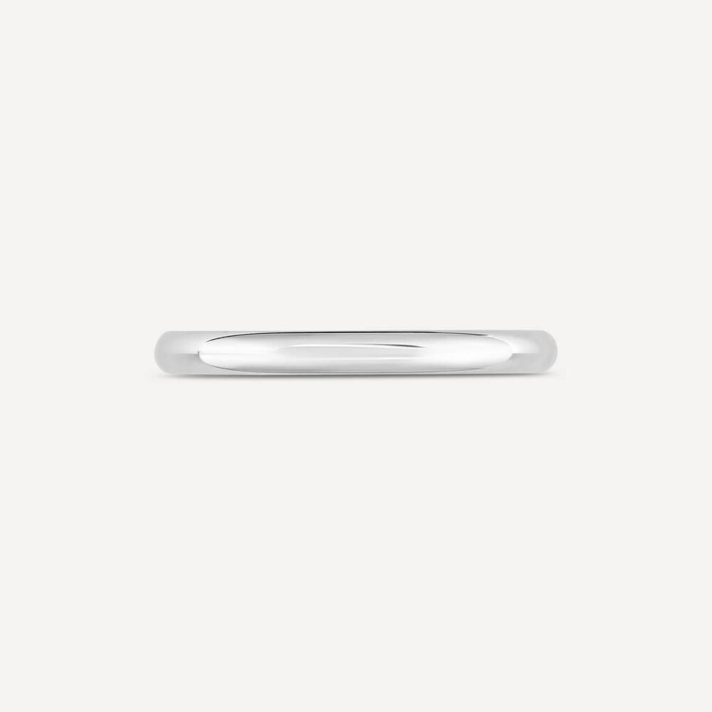 9ct White Gold 2mm Plain D-Shape Wedding Ring