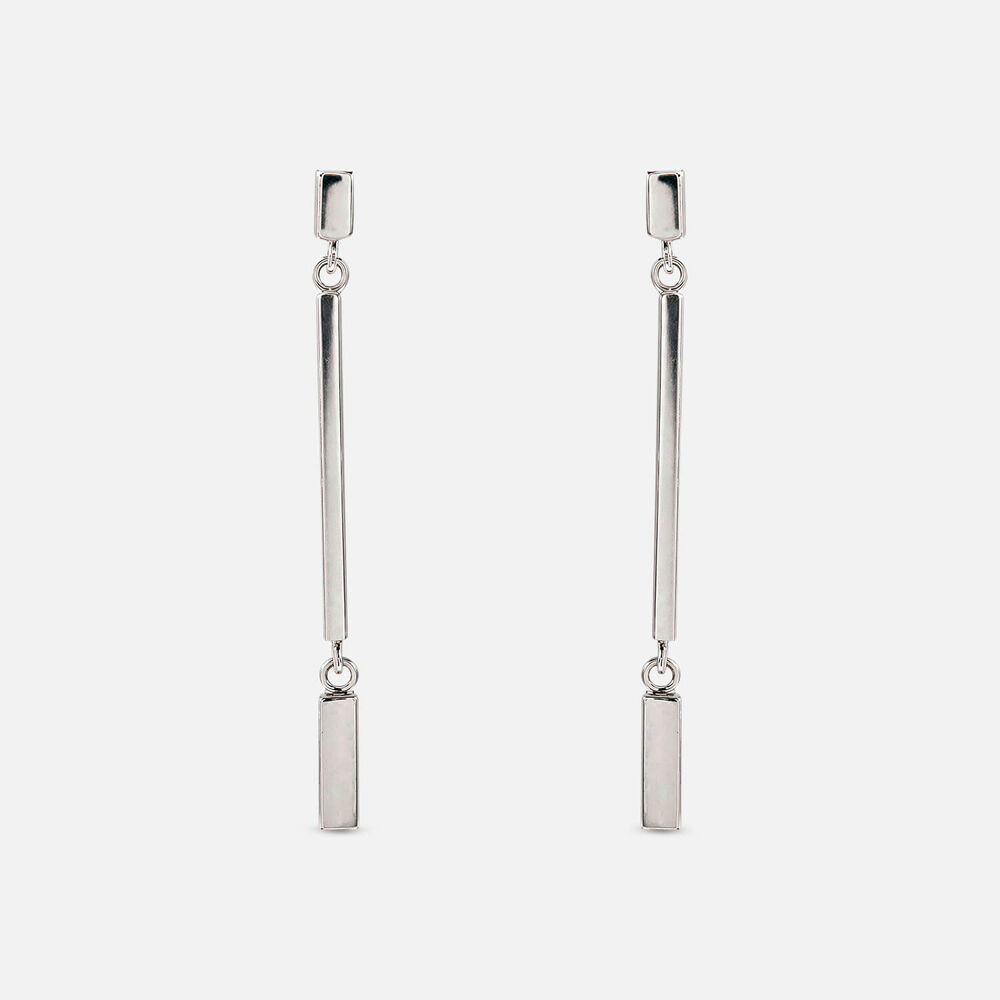 Sterling Silver Long Bar Drop Earrings