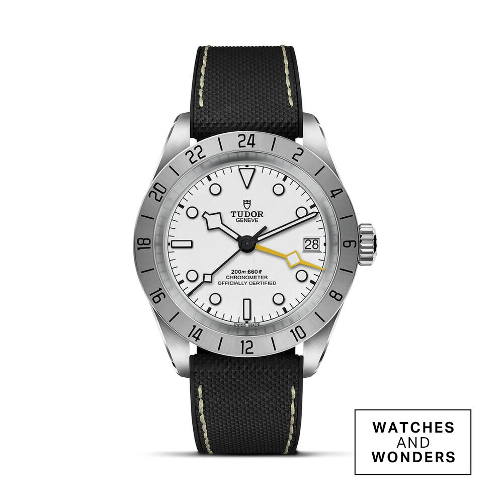 TUDOR Black Bay Pro 39mm Opaline Dial Black Hybrid Rubber & Leather Strap Watch