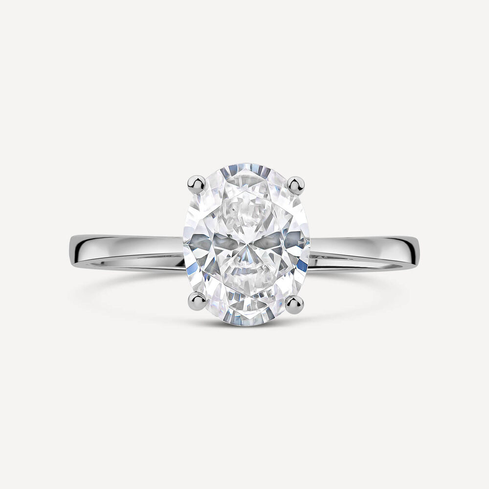 9ct White Gold Oval Cubic Zirconia Promise Ring image number 1
