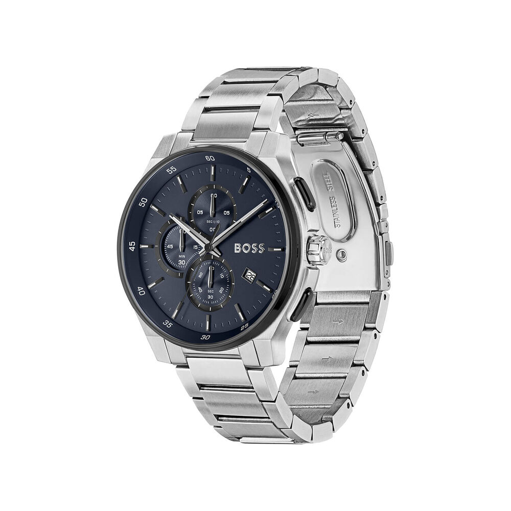 BOSS Peak 2.0 Chronograph 45mm Blue Matte Dial Steel Bracelet Watch image number 1