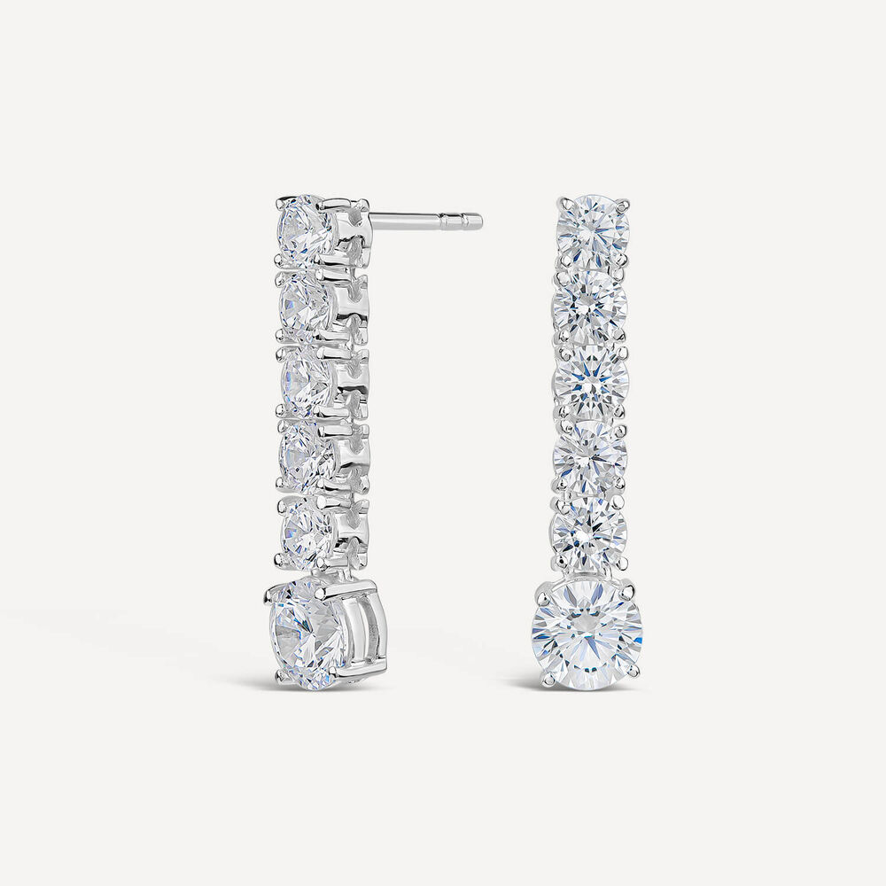 Sterling Silver 6 Stone Cubic Zirconia Drop Earrings image number 1