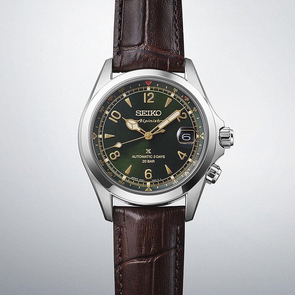 Seiko Prospex Alpinist 39.5mm Classic Pine Green Dial Brown Leather Strap Watch