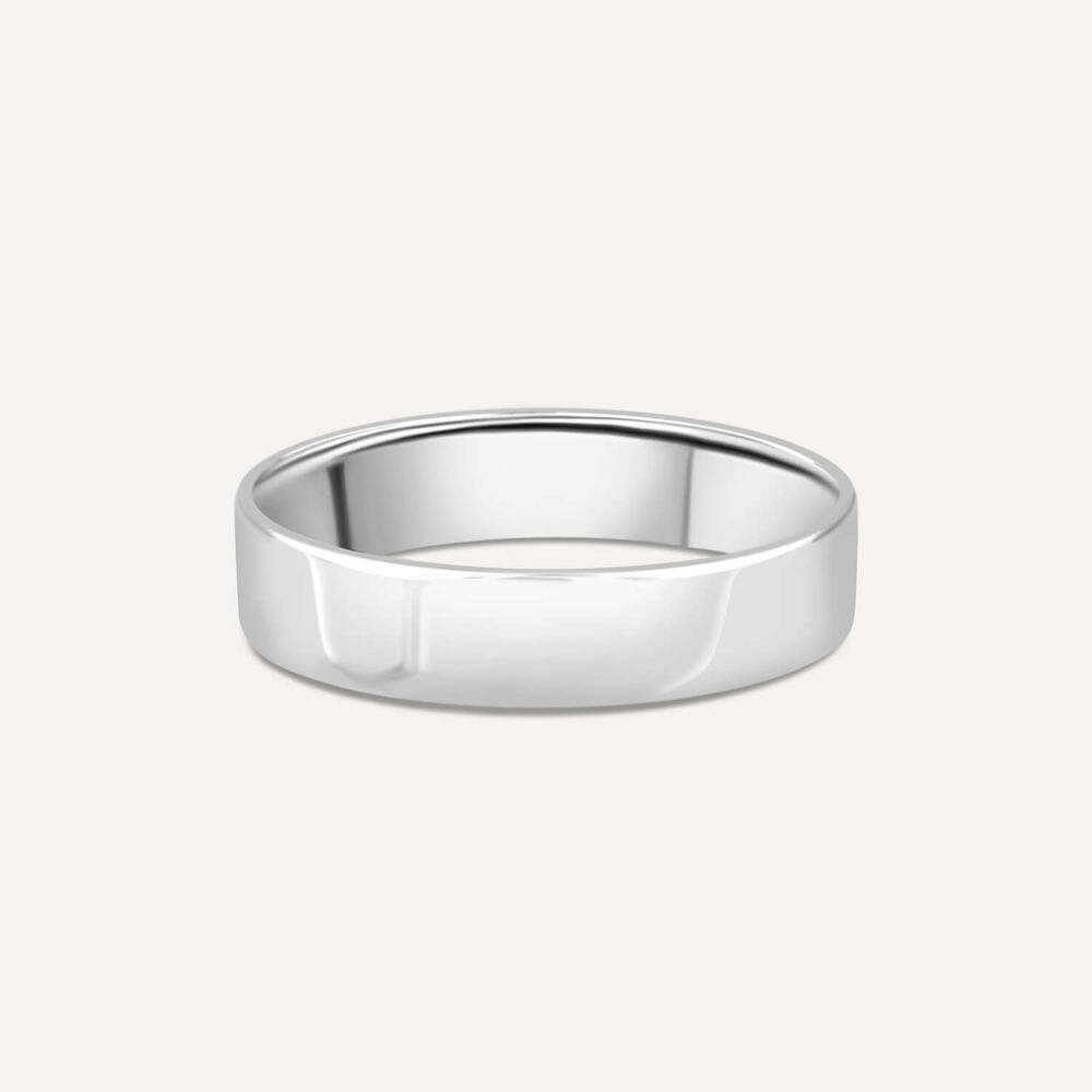 9ct White Gold 4mm Flat Court Wedding Ring image number 2