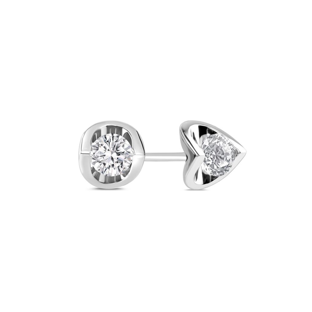 9ct White Gold 0.30ct Diamond Mirror Setting Stud Earrings image number 1