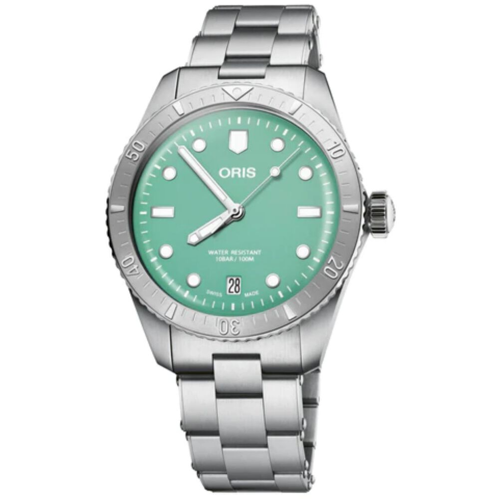 Divers Sixty-Five ‘Cotton Candy’ 38mm Green Dial Steel Bracelet Watch