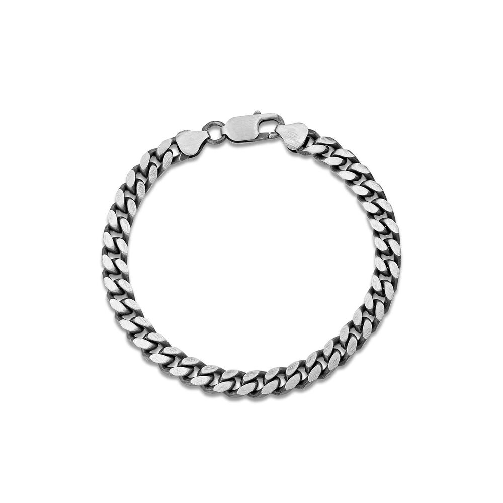 Sterling Silver Oxidised Curved Link Bracelet image number 0