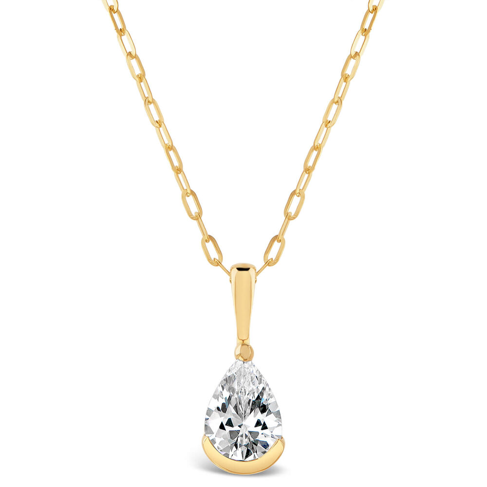 9ct Gold Cubic Zirconia Pendant (Chain Included) image number 0