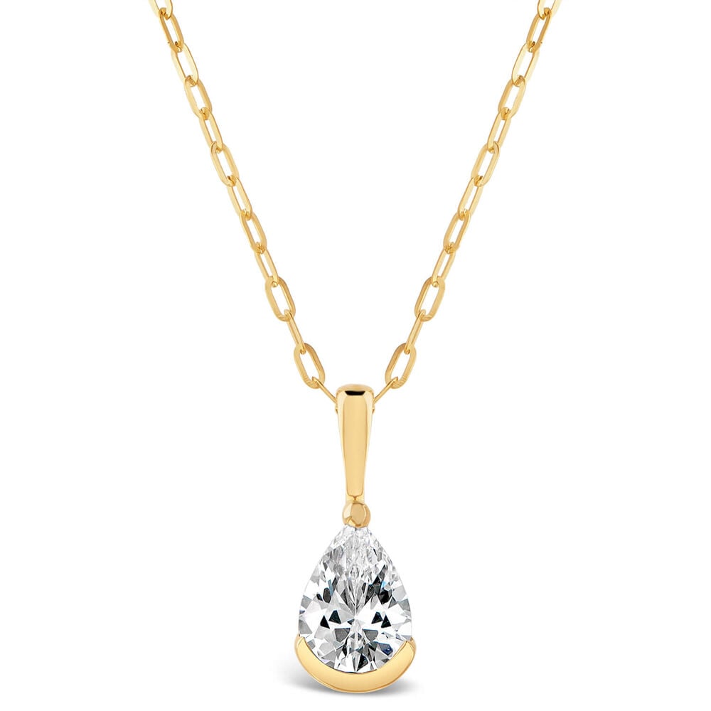 9ct Gold Cubic Zirconia Pendant (Chain Included) image number 0