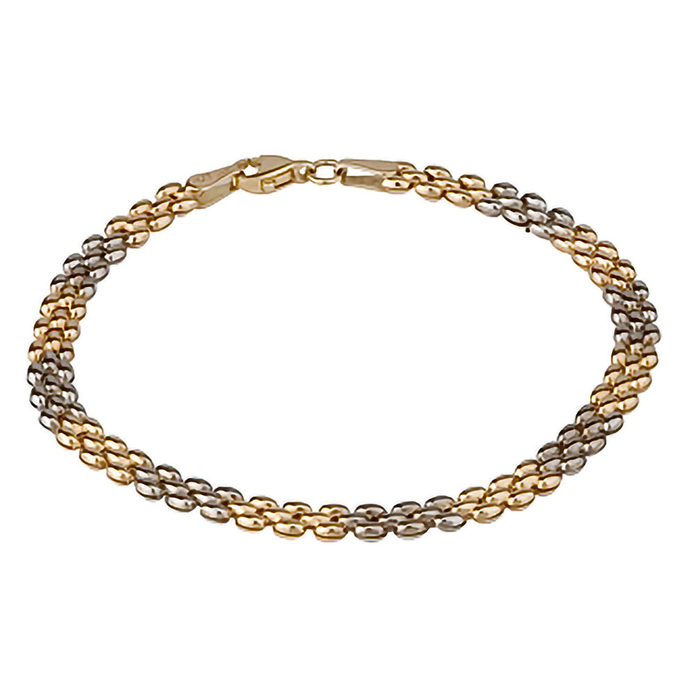 9ct two colour gold diamond-cut bracelet image number 0