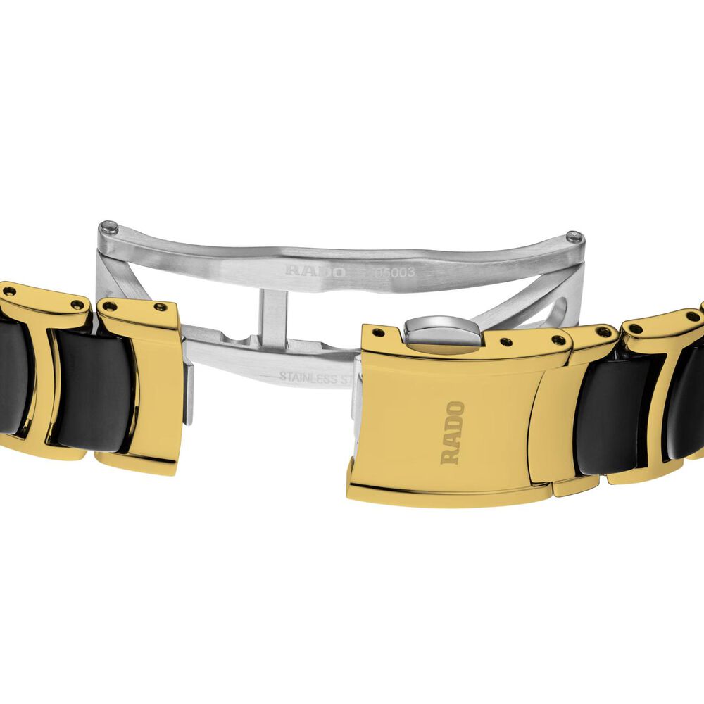 Rado Centrix Diamonds 30.5mm Black Dial Ceramic & Gold PVD Steel Bracelet Watch image number 4