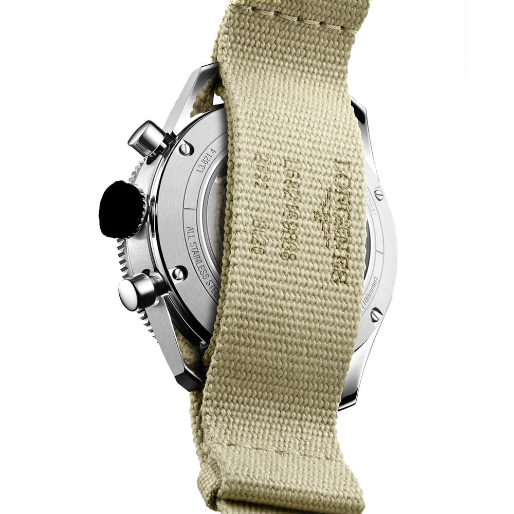 Longines Spirit Flyback 42mm Black Chronograph Dial Beige Strap Watch image number 6