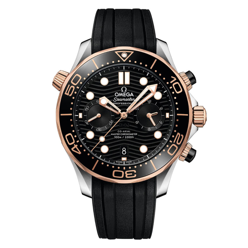 Omega Seamaster Diver 300 Chrono Black Dial Mens Black Bracelet Watch image number 0