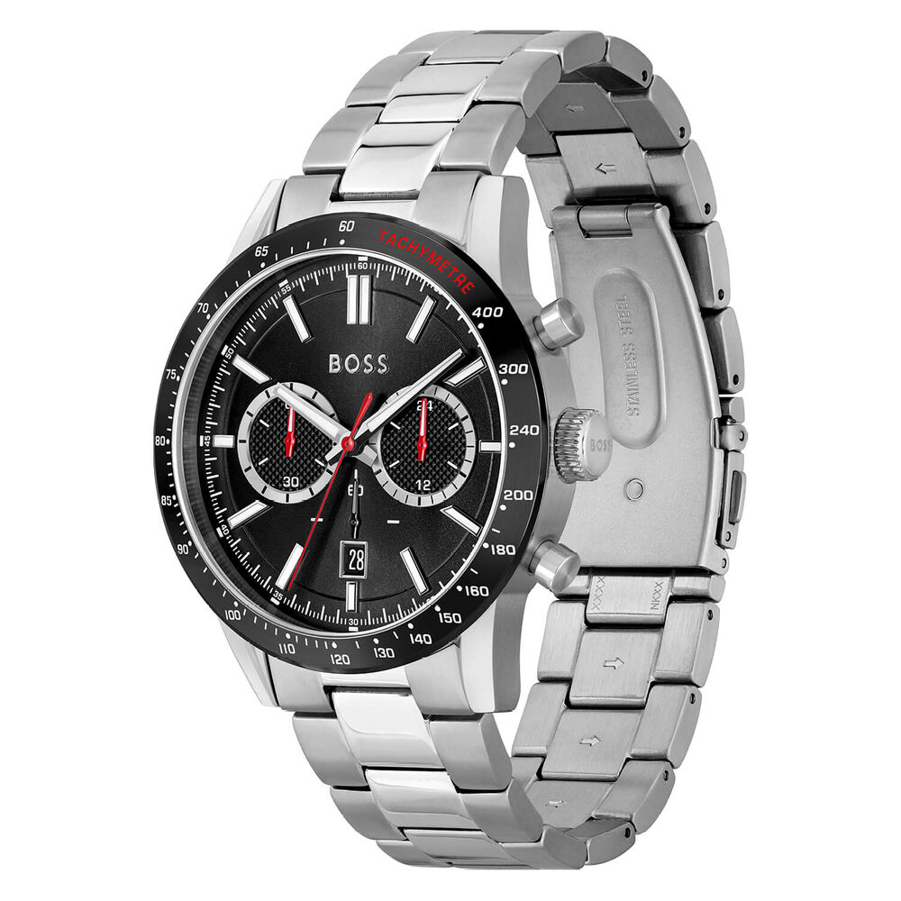BOSS Allure Chronograph 44mm Quartz Black Dial Red Detail Steel  