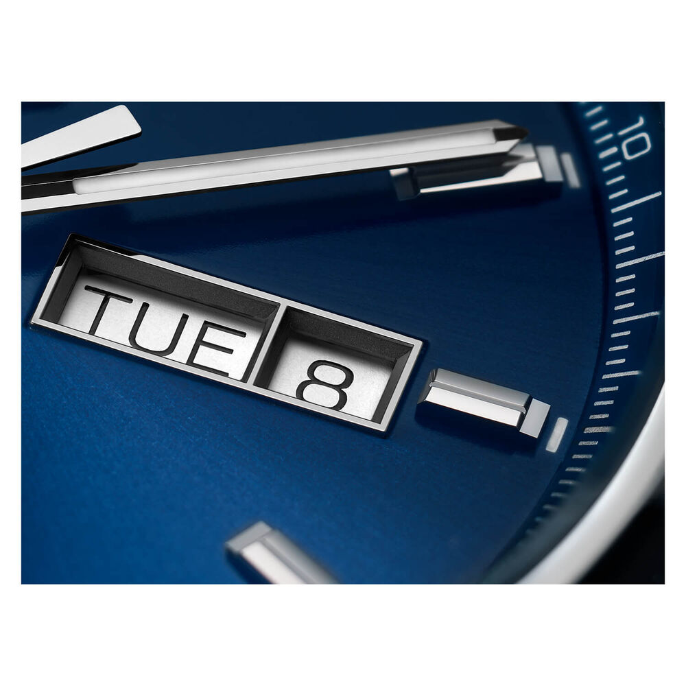 TAG Heuer Carrera Day-Date 41mm Automatic Blue Dial Steel Case Blue Leather Strap Watch image number 1