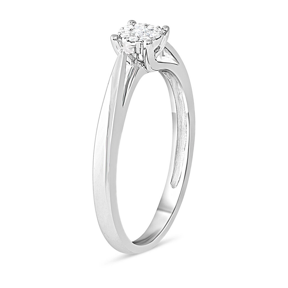 9ct White Gold 0.09ct Diamond Cluster Twist Ring image number 3