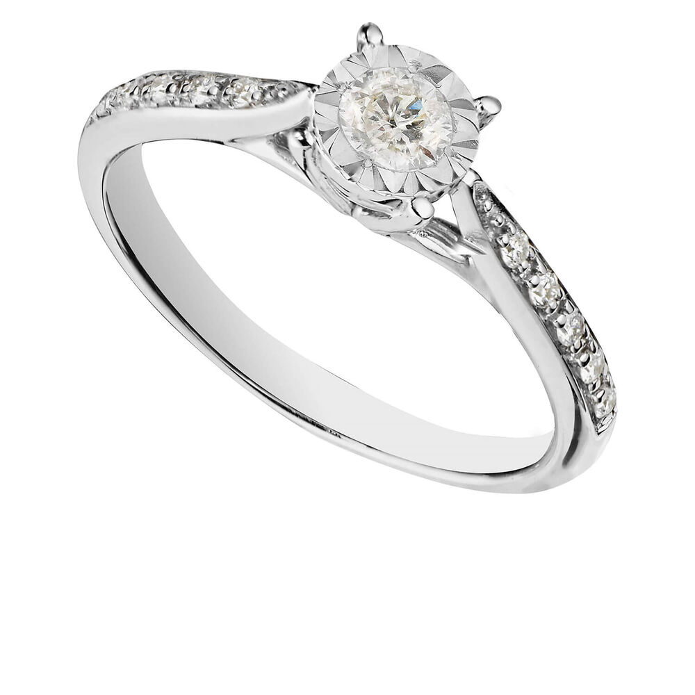 9ct white gold 0.25 carat diamond shoulder-set diamond ring image number 0