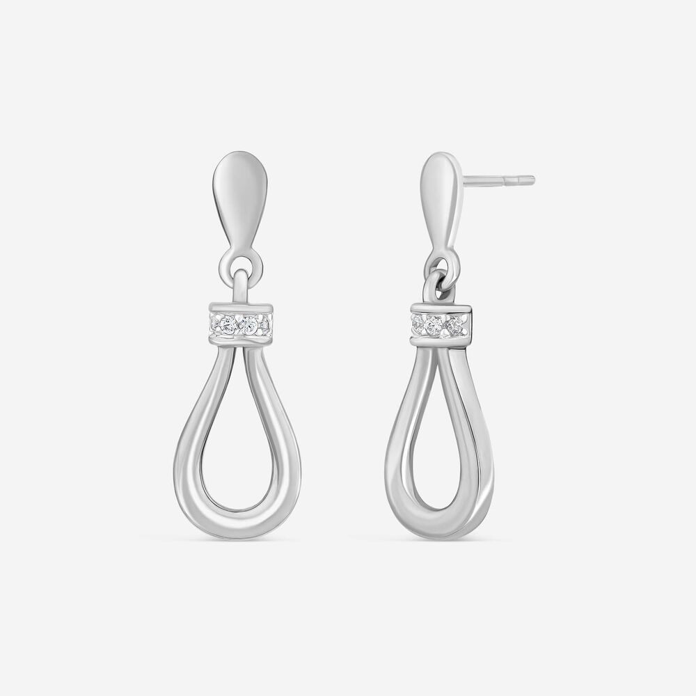 9ct White Gold Diamond Open Top Pear Drop Earrings