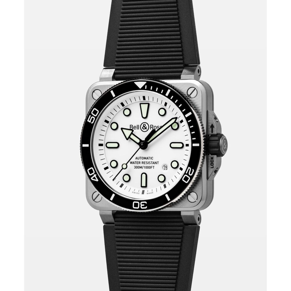 Bell&Ross Auto White Diver 42mm Silver Dial Black Strap Watch image number 1